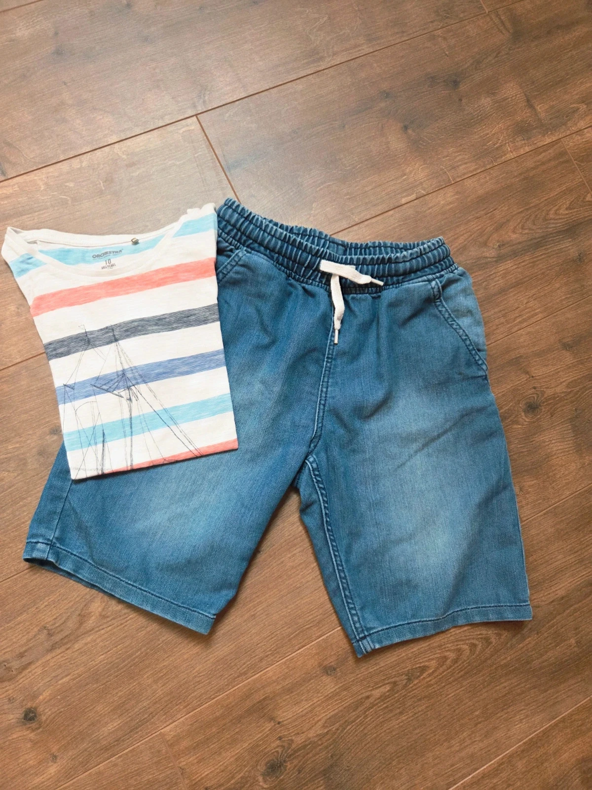 Bermuda coton & t-shirt rayé 10 ans